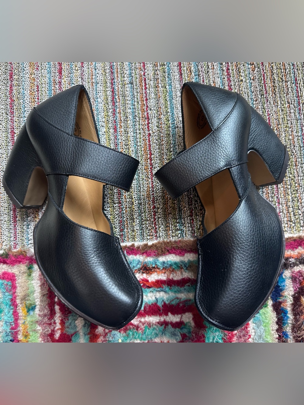 Fluevog NEW IN BOX Prepare Leader black pebbled leather platform MJ heel -10 - Picture 10 of 16